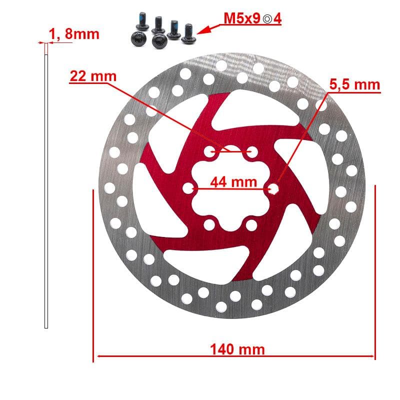 140mm 6H Bremsscheibe rot