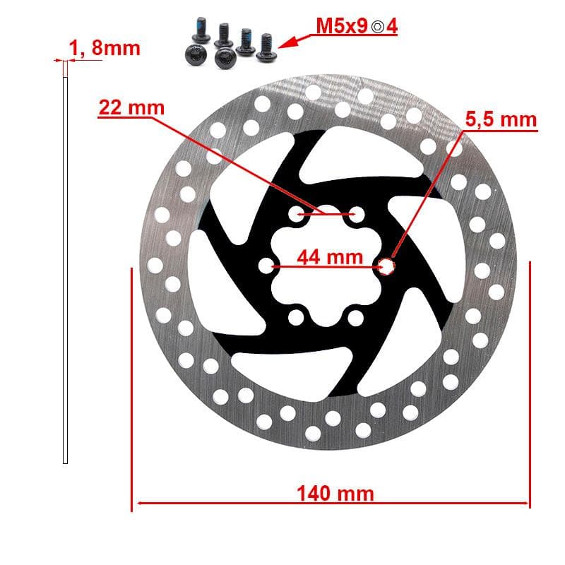 140mm 6H schwarze Bremsscheibe
