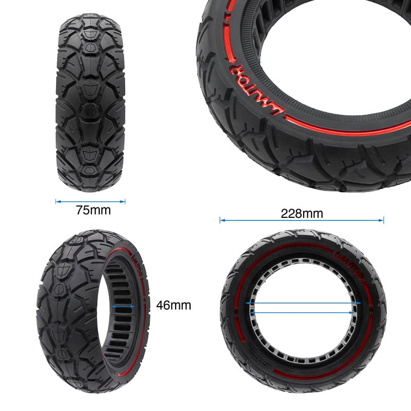 Vollgummireifen 10×3,0/255×80 (80/65-6) rot [Amitor]