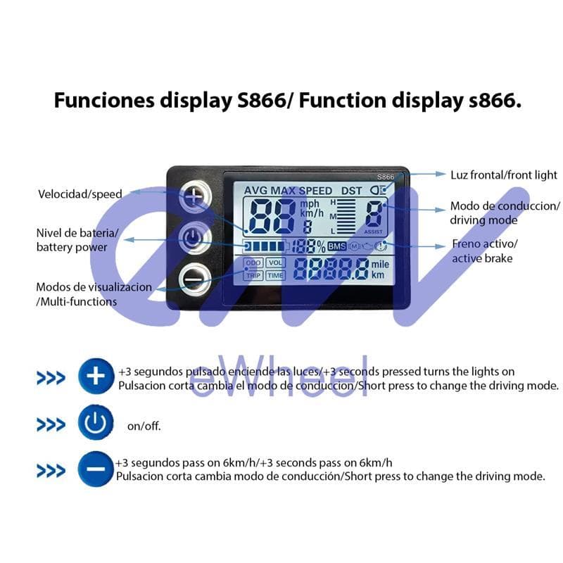 Display S866 conector impermeable Ewheel
