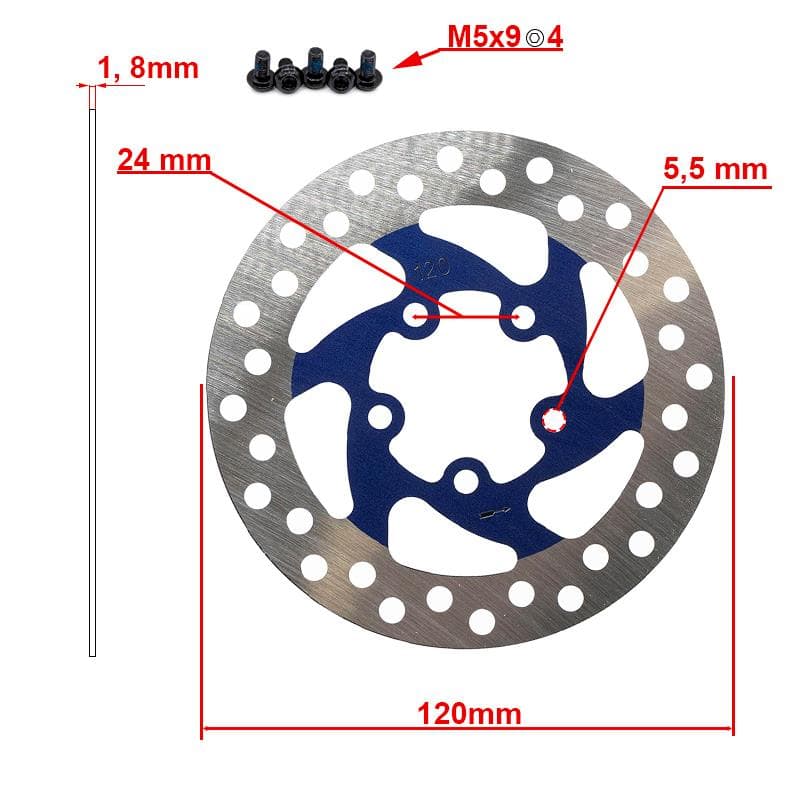 Bremsscheibe 120mm 5H blau