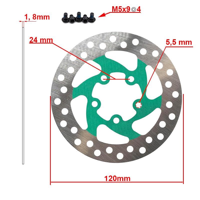 Bremsscheibe 120mm 5H grün
