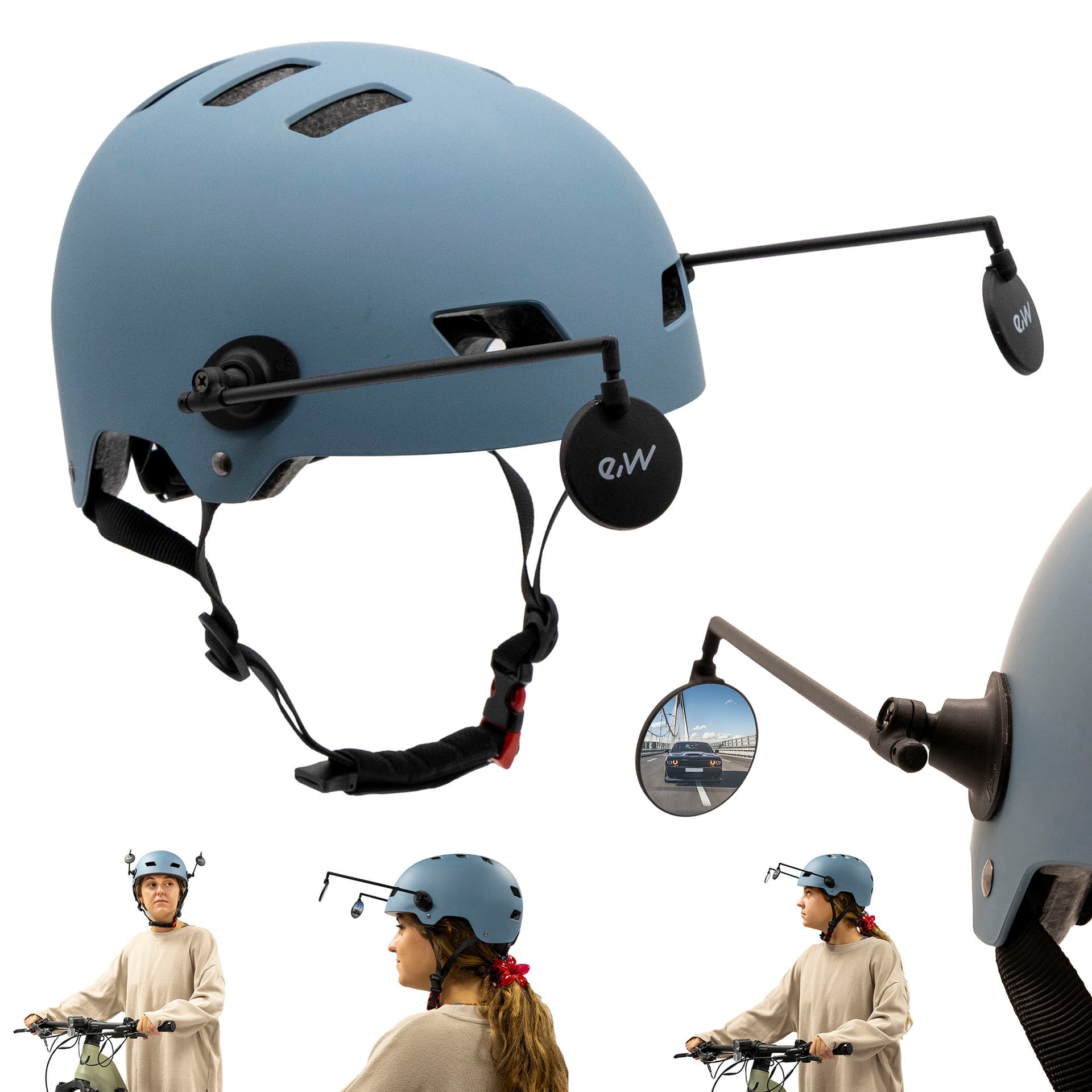 Seitenspiegel EWR002 fuer Helm – verstellbar und abnehmbar