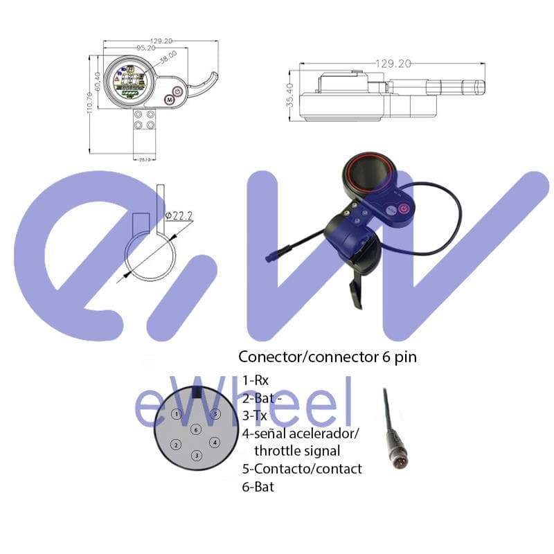 Display QS-S4 6 pin mit Daumengashebel