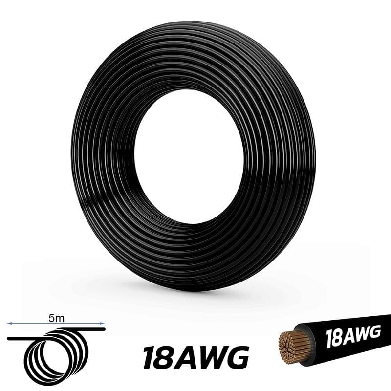 Schwarzes Kabel 18 AWG - 5M
