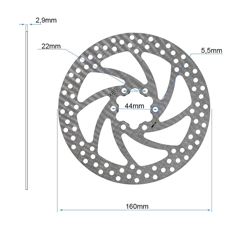 Verstaerkte Bremsscheibe (2,9mm Dicke) - 160mm - 6L