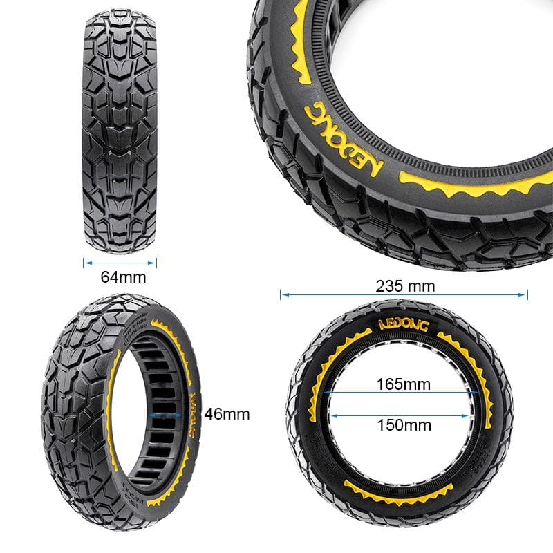 Ultraleichtes Vollgummirad Offroad 10x2,5/B44 - Gelb [Nedong]