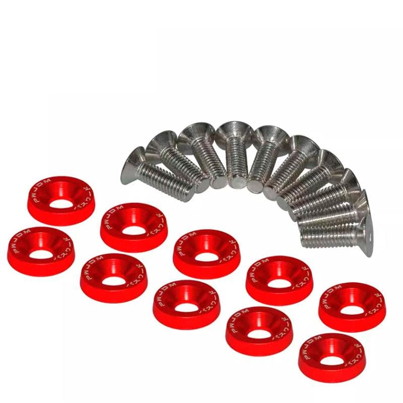 Rondelle JDM roja con tornillos M6x16 - 10uds