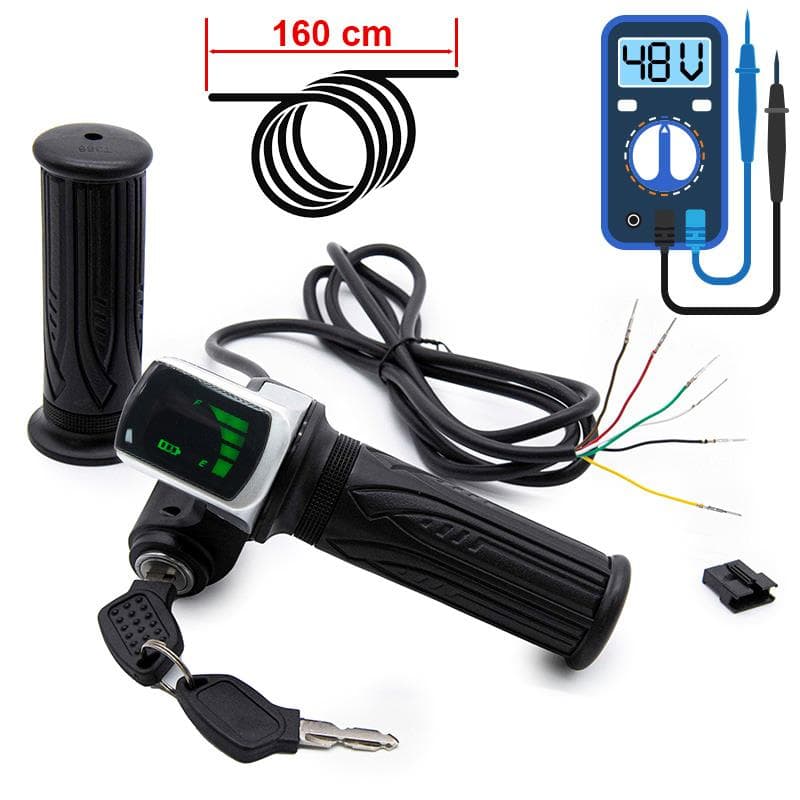 Gasgriff mit Batterieanzeige (48V) und Schlüssel - SM Stecker