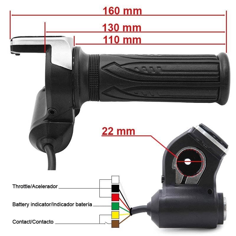 Gasgriff mit Batterieanzeige (48V) und Schlüssel - SM Stecker