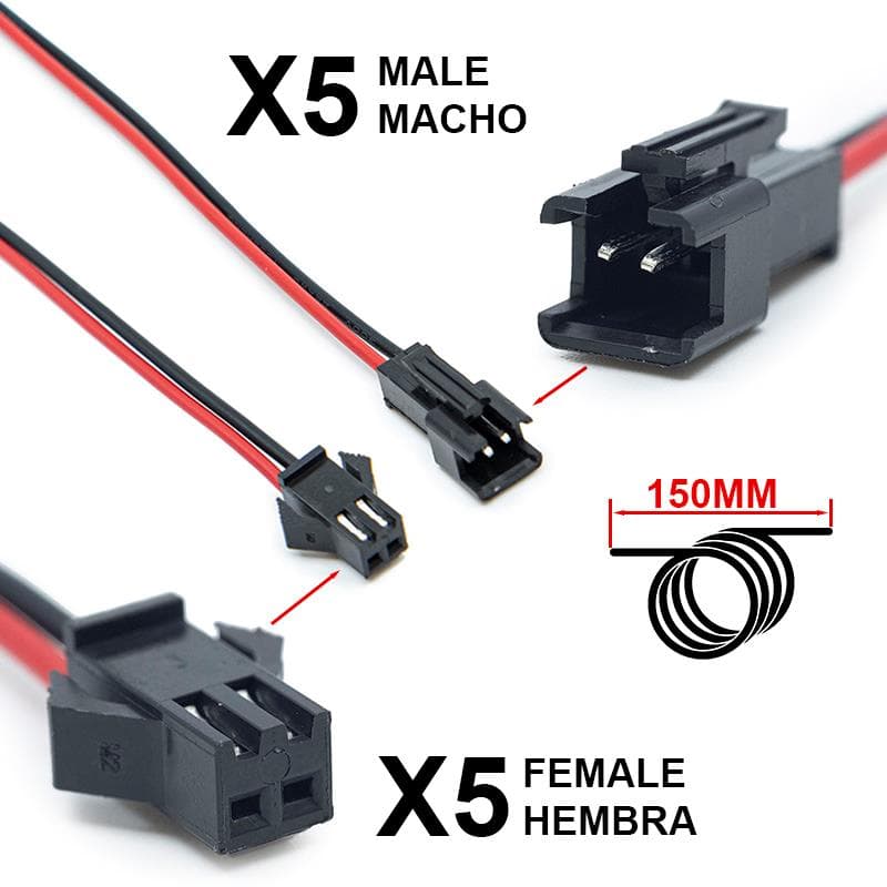 SM Verbinder 2 Pin mit 22 AWG Kabel - 5M/5H