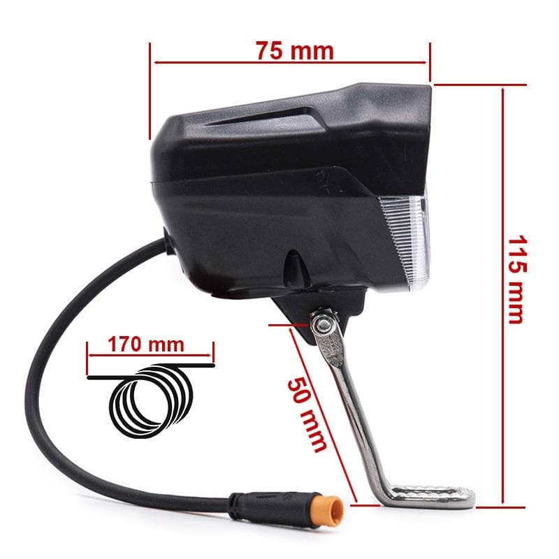 Schwarzes LED-Scheinwerfer mit Hupe 12-72V mit wasserdichtem Stecker
