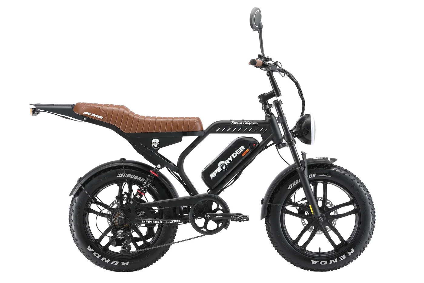 APE RYDER Mandrill Ultra in Matte Black mit brauner Ledersitzbank