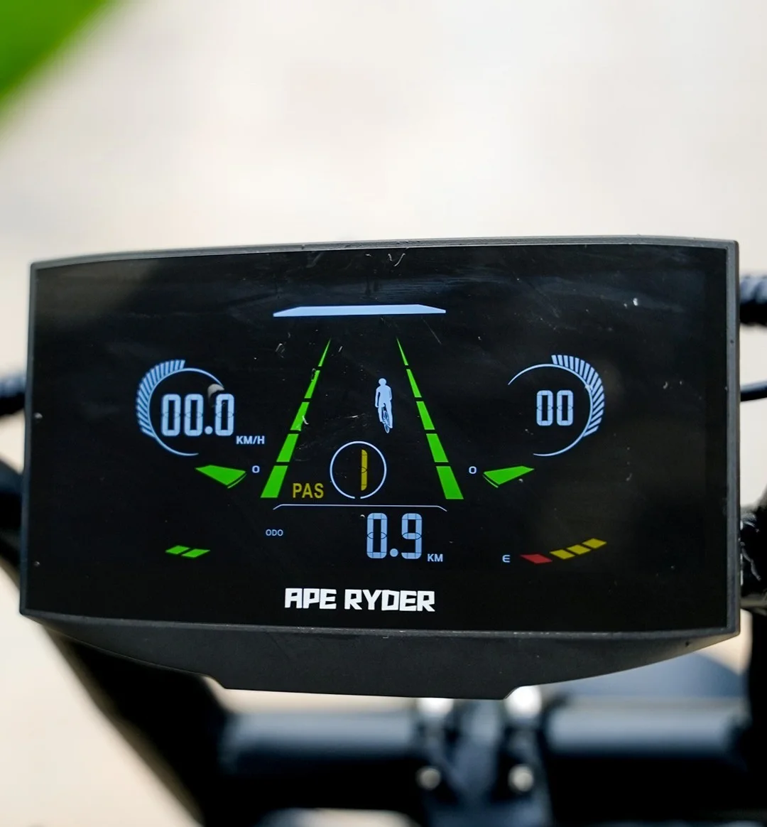 Wide-Screen-LCD-Display mit NFC am Lenker des Mandrill Ultra